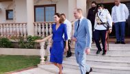 Britain's Prince William and Catherine, Duchess of Cambridge, walk after a meeting with Belize's Prime Minister Johnny Briceno, as they begin their tour of the Caribbean on behalf of the Queen to mark her Platinum Jubilee, at the Laing Building, in Belize City, Belize March 19, 2022. Jane Barlow/Pool via REUTERS
