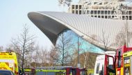 Emergency crews and vehicles are pictured outside the Queen Elizabeth Olympic Park following a leak of noxious fumes, in London, Britain March 23, 2022. REUTERS/Henry Nicholls