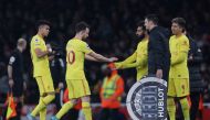 FILE PHOTO: Mohamed Salah comes on as a substitute to replace Diogo Jota Action Images via Reuters/Paul Childs 