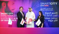 Representatives of Ooredoo, Siemens and Microsoft at the MoU signing ceremony.