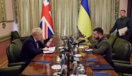 kraine's President Volodymyr Zelenskiy and British Prime Minister Boris Johnson attend a meeting, as Russia?s attack on Ukraine continues, in Kyiv, Ukraine April 9, 2022. (Ukrainian Presidential Press Service)