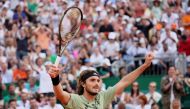 Greece's Stefanos Tsitsipas celebrates winning his semi final match against Germany's Alexander Zverev REUTERS/Denis Balibouse
