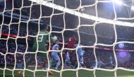 Liverpool's Ibrahima Konate scores their first goal past Manchester City's Zack Steffen Action Images via Reuters/Tony Obrien
