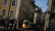 FILE PHOTO: A tram is seen in downtown Lisbon, Portugal, October 28, 2021. REUTERS/Pedro Nunes/File Photo
