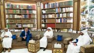 Minister of State of QNL President H E  Dr. Hamad bin Abdulaziz Al Kawari meeting Dr. Andreas Görgen  and other officials during the discussion. 
