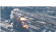 An aerial view of a possible shelling of Azovstal complex, in Mariupol, Ukraine, in this still image from a handout video acquired by Reuters on May 5, 2022. Ministry of Internal Affairs Donetsk People's Republic/Handout via REUTERS 