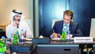 Qatari and Swedish officials during a meeting. 