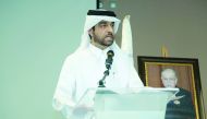 Secretary-General of the Arab Network for National Human Rights Institutions Sultan bin Hassan Al Jamali addressing the symposium.
