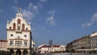 A general view of the old market place with the town hall in Rzeszow, Poland April 29, 2022. REUTERS/Kuba Stezycki
