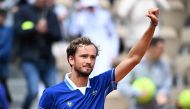 May 24, 2022 Russia's Daniil Medvedev celebrates winning his first round match against Argentina's Facundo Bagnis REUTERS/Dylan Martinez