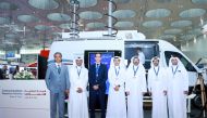 Officials at a booth of Communications Regulatory Authority, during 14th Milipol exhibition. 
