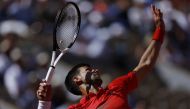 May 27, 2022 Serbia's Novak Djokovic in action during his third round match against Slovenia's Aljaz Bedene REUTERS/Yves Herman