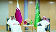 Deputy Prime Minister and Minister of Foreign Affairs H E Sheikh Mohammed bin Abdulrahman Al Thani with Minister of Foreign Affairs of the Kingdom of Saudi Arabia HRH Prince Faisal bin Farhan bin Abdullah Al Saud in Riyadh, yesterday.