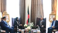 Assistant Foreign Minister H E Lolwah bint Rashid Al Khater meeting with the Speaker of the National Assembly of Kuwait H E Marzouq bin Ali Al Ghanim, in Brussels, Belgium, yesterday.