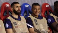France's Karim Benzema and Kylian Mbappe on the substitutes bench before the Croatia v France match. Reuters/Antonio Bronic