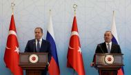 Russian Foreign Minister Sergei Lavrov and Turkish Foreign Minister Mevlut Cavusoglu attend a news conference as they meet in Ankara, Turkey June 8, 2022. Reuters/Umit Bektas