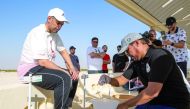 Minister of Environment and Climate Change H E Sheikh Dr. Faleh bin Nasser bin Ahmed bin Ali Al Thani during the campaign at Fuwairit Beach.