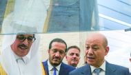 H E Dr. Hamad bin Abdulaziz Al Kawari and H E Dr. Rashad Muhammad Al Alimi at the Qatar National Library.