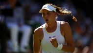Kazakhstan's Elena Rybakina reacts during the women's singles final against Tunisia's Ons Jabeur. (REUTERS/Hannah Mckay)
