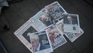Newspapers reporting the resignation of Boris Johnson are seen on the floor at Downing Street in London, Britain, July 8, 2022. (REUTERS/Henry Nicholls)
