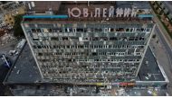A view shows a building of a civil infrastructure damaged by a Russian missile strike, as Russia's attack on Ukraine continues, in Vinnytsia, Ukraine July 15, 2022. REUTERS/Stringer