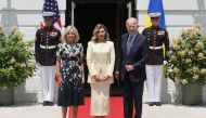US President Joe Biden and US first lady Jill Biden welcome Ukrainian first lady Olena Zelenska at the White House in Washington, US, on July 19, 2022. (REUTERS/Jonathan Ernst)