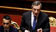 Italian Prime Minister Mario Draghi speaks to the Senate ahead of a confidence vote for the government after he tendered his resignation last week in the wake of a mutiny by a coalition partner, in Rome, Italy July 20, 2022. (REUTERS/Guglielmo Mangiapane)