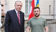 Turkish President Tayyip Erdogan meets with Ukraine's President Volodymyr Zelenskiy in Lviv, Ukraine August 18, 2022. Murat Cetinmuhurdar/Turkish Presidential Press Office