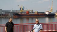 UN Secretary-General Antonio Guterres and Ukrainian Infrastructure Minister Oleksandr Kubrakov attend a news briefing in the sea port in Odesa after restarting grain export, as Russia's attack on Ukraine continues, Ukraine, August 19, 2022. (REUTERS/Valentyn Ogirenko)