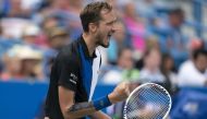 Daniil Medvedev (RUS) reacts to the point before he won his match against Taylor Fritz (USA) at the Western & Southern Open at the Lindner Family Tennis Center. Susan Mullane-USA TODAY Sports