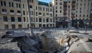 A crater left by a night Russian military strike is seen, as Russia's attack on Ukraine continues, in central Kharkiv, Ukraine August 27, 2022. REUTERS/Vyacheslav Madiyevskyy