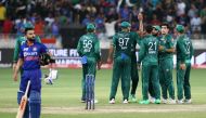 Pakistan's Mohammad Nawaz celebrates with teammates after taking the wicket of India's Suryakumar Yadav during their Asian Cup match at the Dubai International Stadium, Dubai, on September 4, 2022.  REUTERS/Satish Kumar