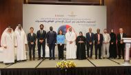QRCS and Al Jazeera Public Liberties and Human Rights Centre officials along with others during the ceremony to honour late Al Jazeera correspondent Shireen Abu Akleh.