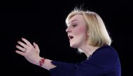 Conservative leadership candidate Liz Truss speaks at a hustings event, part of the Conservative party leadership campaign, in London, Britain August 31, 2022. Reuters/Hannah McKay/File Photo