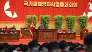 North Korea's leader Kim Jong Un speaks during a meeting to review the state's disaster prevention work in Pyongyang in this undated photo released by North Korea's Korean Central News Agency (KCNA) on September 6, 2022.  KCNA via REUTERS 