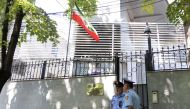 Police officers stands in front of the Embassy of the Islamic Republic of Iran in Tirana, Albania, September 7, 2022. REUTERS/Florion Goga