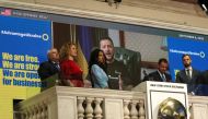 Ukraine's President Volodymyr Zelenskiy speaks before virtually ringing the opening bell at the New York Stock Exchange (NYSE), to celebrate the launch of Advantage Ukraine, an initiative aimed at driving foreign direct investment in Ukraine, in New York City, US, September 6, 2022. (REUTERS/Brendan McDermid)