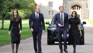 Britain's William, Prince of Wales, Catherine, Princess of Wales, Britain's Prince Harry and Meghan, the Duchess of Sussex on the long walk at Windsor Castle, following the passing of Britain's Queen Elizabeth, in Windsor, Britain, on September 10, 2022. Chris Jackson/Pool via REUTERS