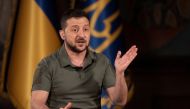 Ukraine's President Volodymyr Zelenskiy speaks during an interview with Reuters in Kyiv, Ukraine, on September 16, 2022. (REUTERS/Valentyn Ogirenko)