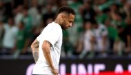 Paris St Germain's Neymar during the warm up before the Champions League match on September 14, 2022. (REUTERS/Nir Elias)