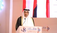 Minister of Labour H E Dr. Ali bin Smaikh Al Marri speaking before the 48th session of Arab Labour Conference.