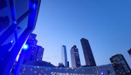 Scoring for the Goals — a projection on the UN by Qatar stressing the value of football for promoting sustainable development, peace, tolerance, inclusion, and climate action.