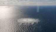 Gas leak at Nord Stream 2 as seen from the Danish F-16 interceptor on Bornholm, Denmark, on September 27, 2022. (Danish Defence Command/Forsvaret Ritzau Scanpix/via REUTERS)