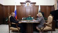 Russian President Vladimir Putin attends a meeting with Culture Minister Olga Lyubimova in Moscow on October 3, 2022. Sputnik/Gavriil Grigorov/Kremlin via REUTERS 