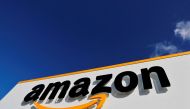 The Amazon logo is seen at the company's logistics centre in Boves, France, October 6, 2021 REUTERS/Pascal Rossignol/File Photo