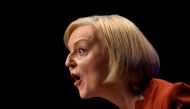 British Prime Minister Liz Truss speaks on stage at Britain's Conservative Party's annual conference in Birmingham, Britain, October 5, 2022. REUTERS/Toby Melville/File Photo