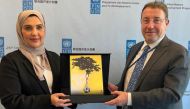 H E Maryam bint Abdullah Al Attiyah, Chairperson of the National Human Rights Committee and President of the Global Alliance of National Human Rights Institutions, with H E Achim Steiner, Administrator of the United Nations Development Programme during a meeting in New York.