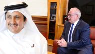 Chairman of Qatar Chamber Sheikh Khalifa bin Jassim bin Mohammed Al Thani (left) and Vice-President of the Istanbul Chamber of Commerce Dr. Israfil Kurulay. 