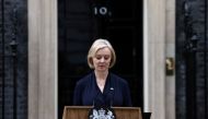 British Prime Minister Liz Truss announces her resignation, outside Number 10 Downing Street, London, Britain, on October 20, 2022. (REUTERS/Henry Nicholls)