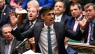 A handout photograph released by the UK Parliament shows Britain's Prime Minister Rishi Sunak speaking during his first Prime Minister's Questions (PMQs) in the House of Commons in London on October 26, 2022. AFP PHOTO / Jessica Taylor /UK Parliament